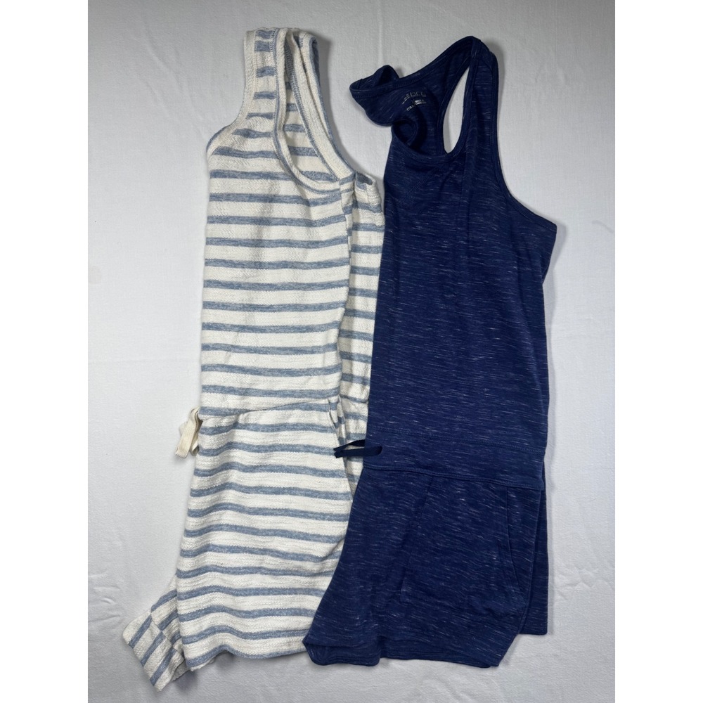 Old Navy & BCG Girls Romper Bundle Blue White Striped Space Dye XS L 12-14 2pc